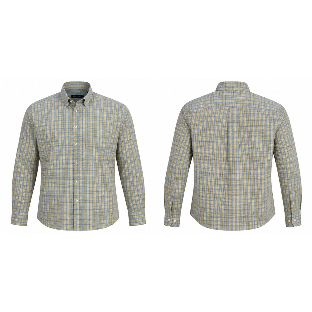 Bugatchi Button Up Shirt Mens Large PLAID 8-Way Stretch Short Sleeve Classic